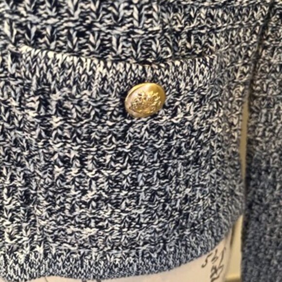 Macy*s "On 34th" V-Neck Patch-Pocket Blue Cardigan-MED-NWT - Picture 3 of 10